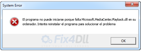 Microsoft.MediaCenter.Playback.dll falta