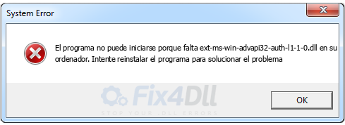 ext-ms-win-advapi32-auth-l1-1-0.dll falta